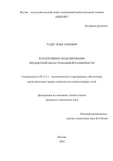 Диссертация по информатике, вычислительной технике и управлению на тему «Коллективное моделирование предметной области большой размерности»