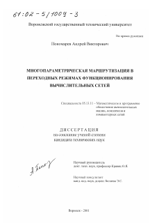 Диссертация по информатике, вычислительной технике и управлению на тему «Многопараметрическая маршрутизация в переходных режимах функционирования вычислительных сетей»