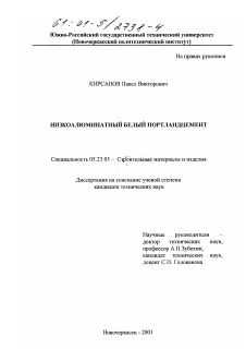 Диссертация по строительству на тему «Низкоалюминатный белый портландцемент»