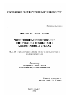 Диссертация по информатике, вычислительной технике и управлению на тему «Численное моделирование физических процессов в анизотропных средах»