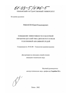 Диссертация по машиностроению и машиноведению на тему «Повышение эффективности отделочной обработки деталей типа дисков и кулачков уплотненной абразивной средой»