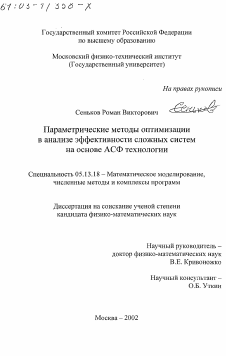 Диссертация по информатике, вычислительной технике и управлению на тему «Параметрические методы оптимизации в анализе эффективности сложных систем на основе АСФ технологии»