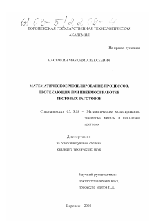 Диссертация по информатике, вычислительной технике и управлению на тему «Математическое моделирование процессов, протекающих при пневмообработке тестовых заготовок»