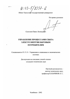 Диссертация по информатике, вычислительной технике и управлению на тему «Управление процессами сбыта электроэнергии бытовым потребителям»