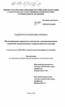 Диссертация по строительству на тему «Моделирование процессов контактно-конденсационного твердения низкоосновных гидросиликатов кальция»