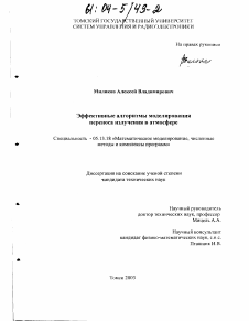 Диссертация по информатике, вычислительной технике и управлению на тему «Эффективные алгоритмы моделирования переноса излучения в атмосфере»